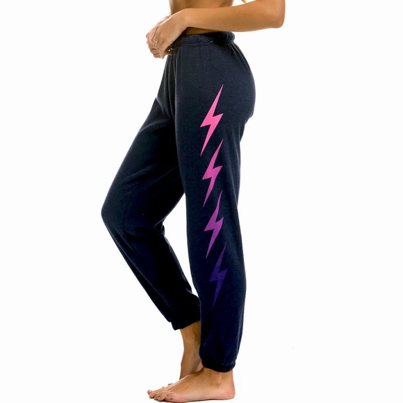 Aviator Nation Pants - Aviator Nation - BOLT FADE 4 SWEATPANTS - BLACK // PINK PURPLE
